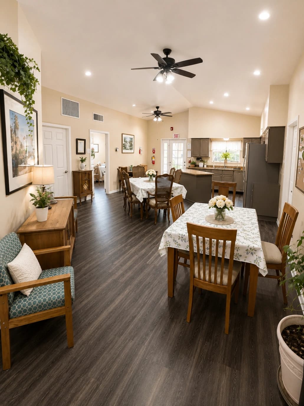 Family-style dining room